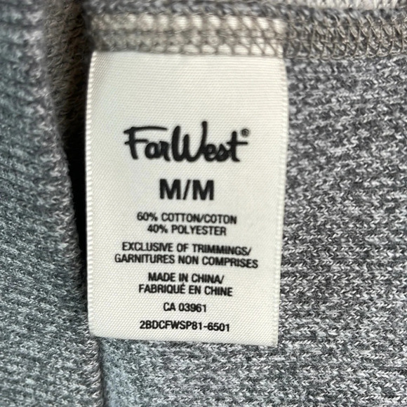 FAR WEST Mens Heather Grey Quarter Zip Sweater Jersey Knit Cabincore Gorpcore M - Picture 8 of 11